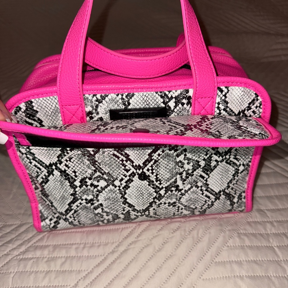 Steve Madden Pink and Black Snakeskin Tote - Picture 3 of 12